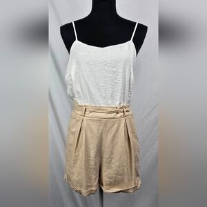 Altar'd State Cream Cami with Tan High-Waist Shorts Set